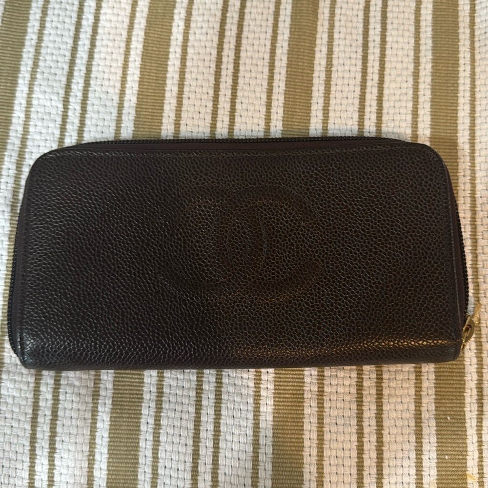 Brown Chanel wallet with credit card slots